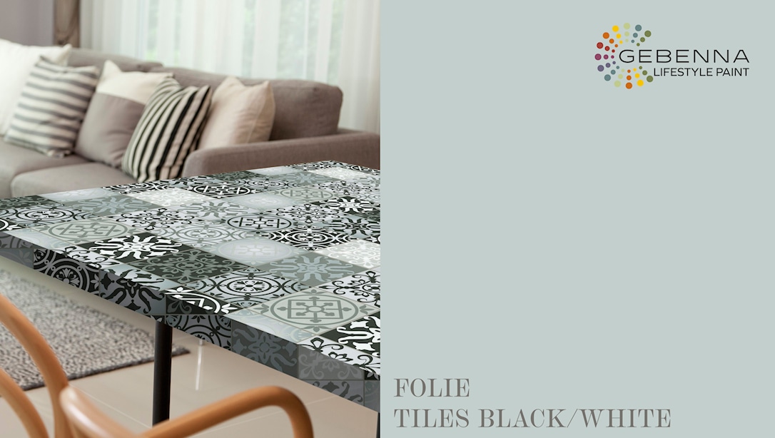 Dekorplast: Tiles Black/White 45 x 200cm